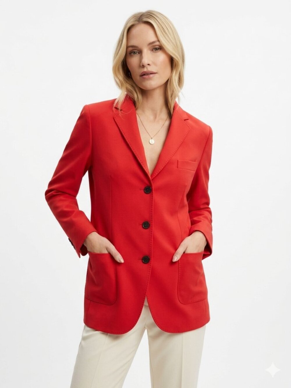BOGNER Single Breasted Blazer Red Stretch Large 12